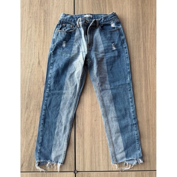 Dance & Marvel Denim - Straight Two Toned Patched Jeans - Size S